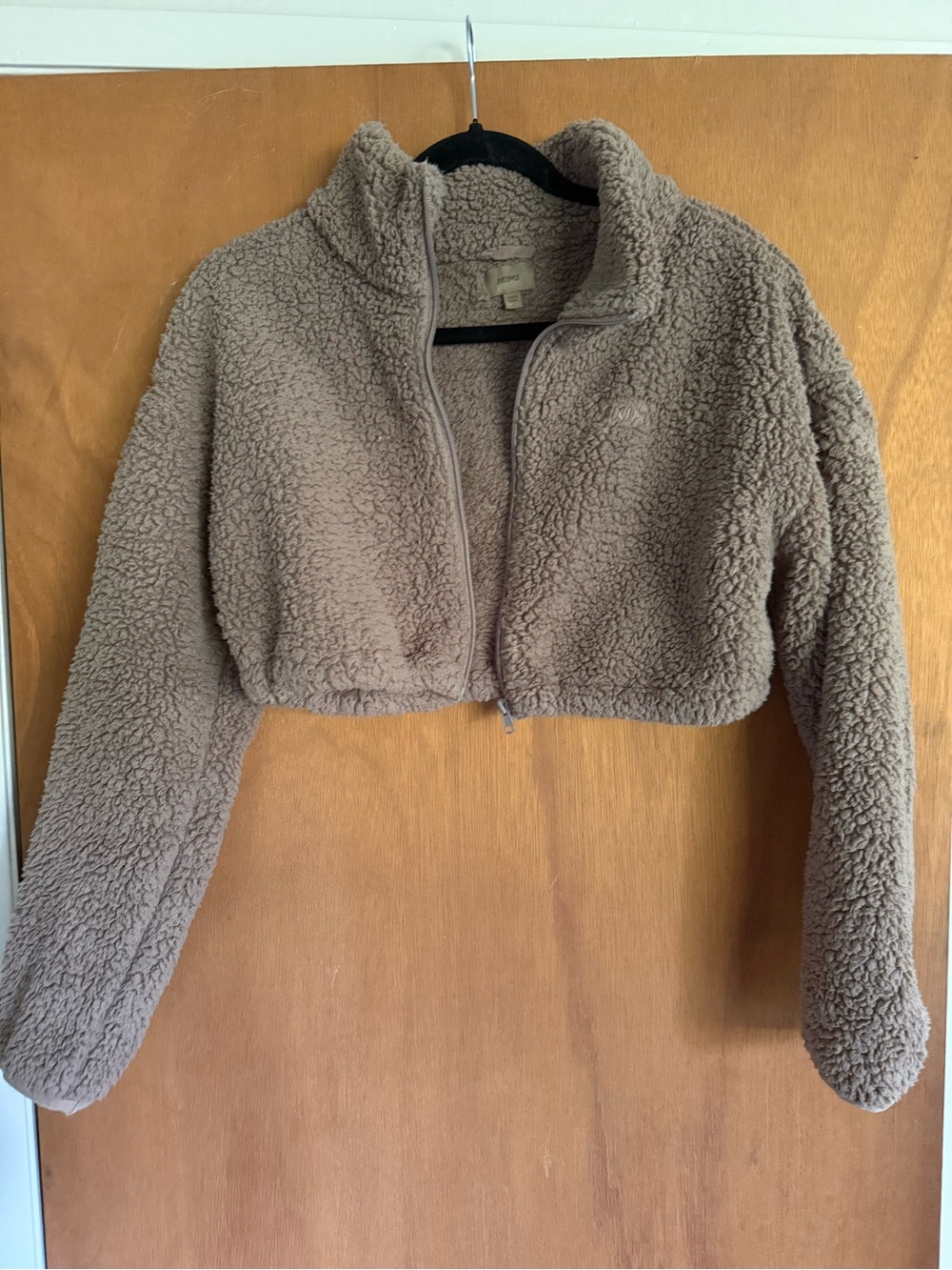 SKIMS Taupe Sherpa Cropped Jacket